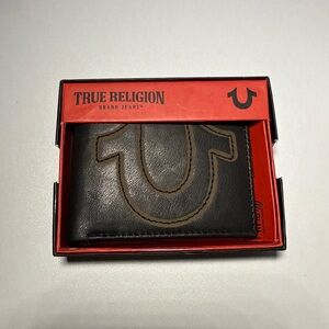 True Religion Black and Brown Leather Men Wallet